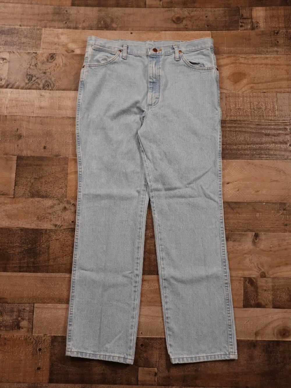 Wrangler Vintage Light Wash Straight Leg Jeans Men’s 36x30 Western Cowboy Denim